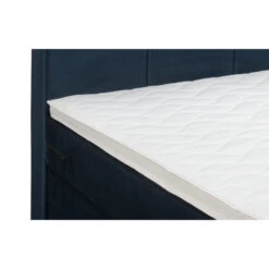 Boxspring Met Voetbord Liv Geblokt - Blauw - 90x200 Cm - Ronde Poot -Bedden Bij Leen Bakker 12849061 9001