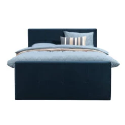 Boxspring Met Voetbord Liv Geblokt - Blauw - 160x200 Cm - Slanke Poot