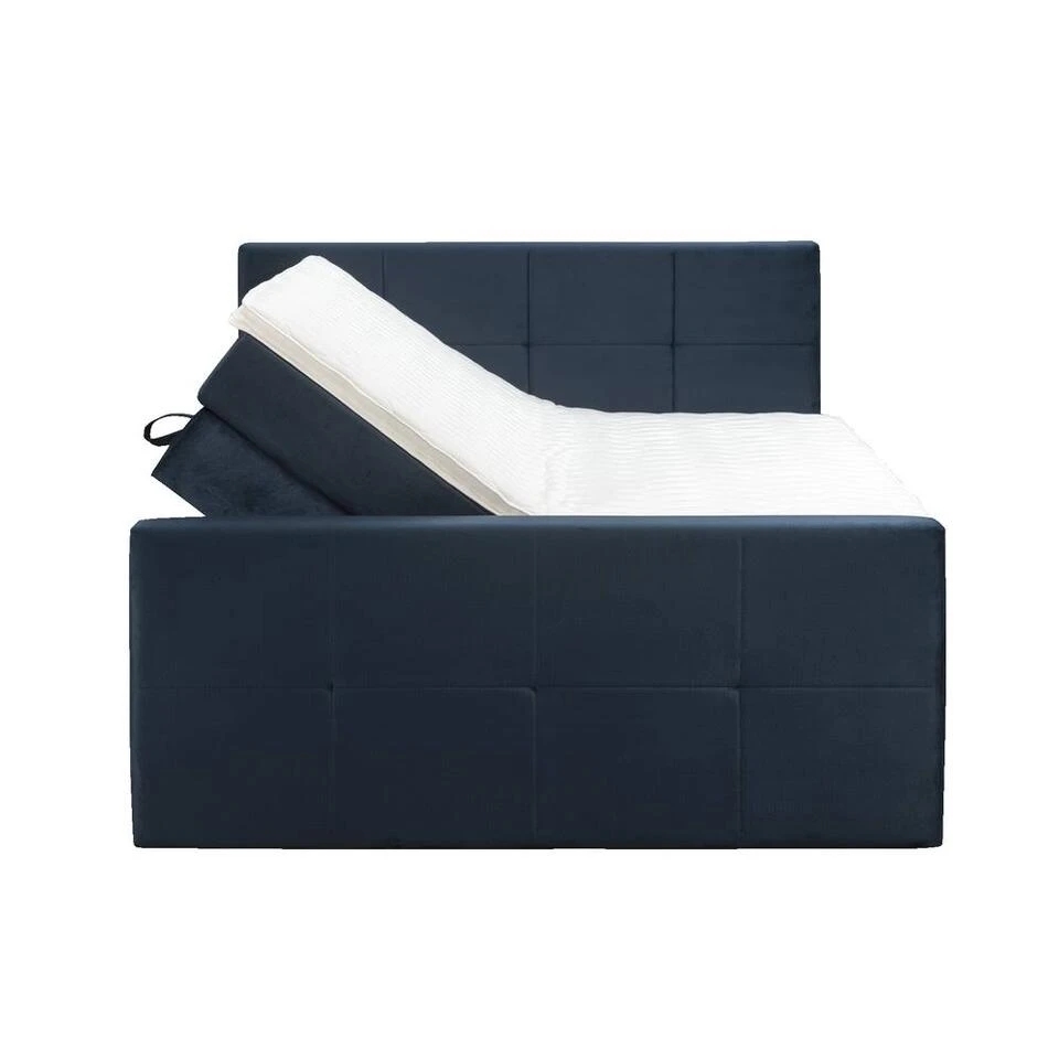 Boxspring Met Opbergruimte En Voetbord Liv Geblokt - Blauw - 160x200cm 6 Boxspring Met Opbergruimte En Voetbord Liv Geblokt - Blauw - 160x200cm - Afbeelding 4