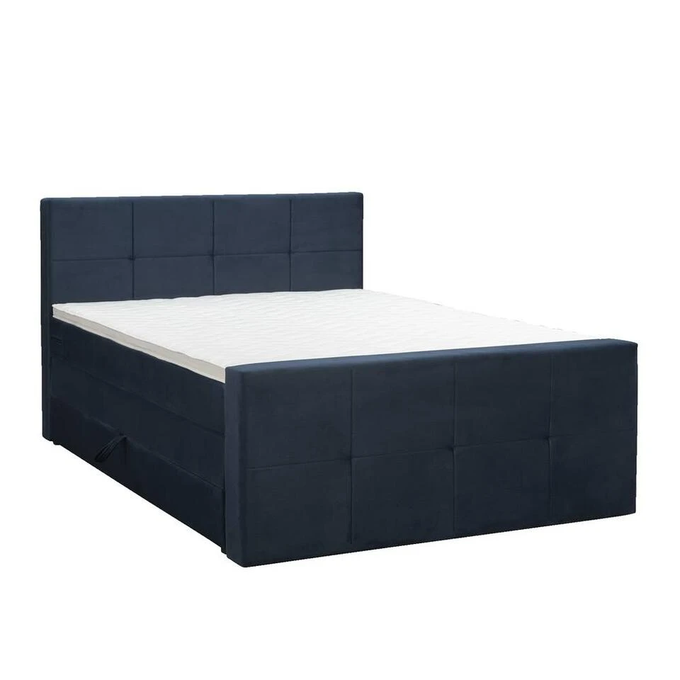 Boxspring Met Opbergruimte En Voetbord Liv Geblokt - Blauw - 160x200cm 8 Boxspring Met Opbergruimte En Voetbord Liv Geblokt - Blauw - 160x200cm - Afbeelding 6