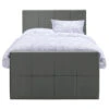 Boxspring Met Voetbord Liv Geblokt - Grijs - 120x200 Cm - Vierkante Poot