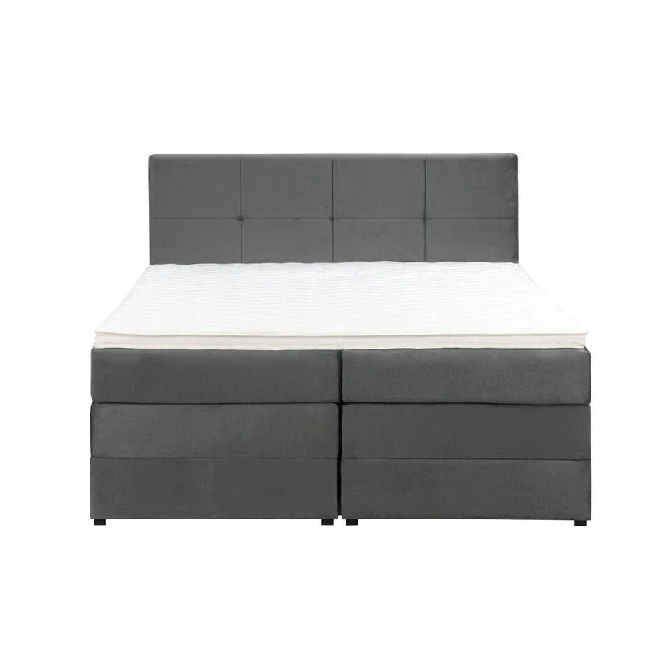 Boxspring Met Opbergruimte Liv Geblokt - Grijs - 180x200 Cm 7 Boxspring Met Opbergruimte Liv Geblokt - Grijs - 180x200 Cm - Afbeelding 5