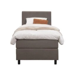 Boxspring Liv Geblokt - Donkerbruin - 90x200 Cm - Ronde Poot