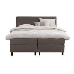 Boxspring Liv Geblokt - Donkerbruin - 180x200 Cm - Ronde Poot