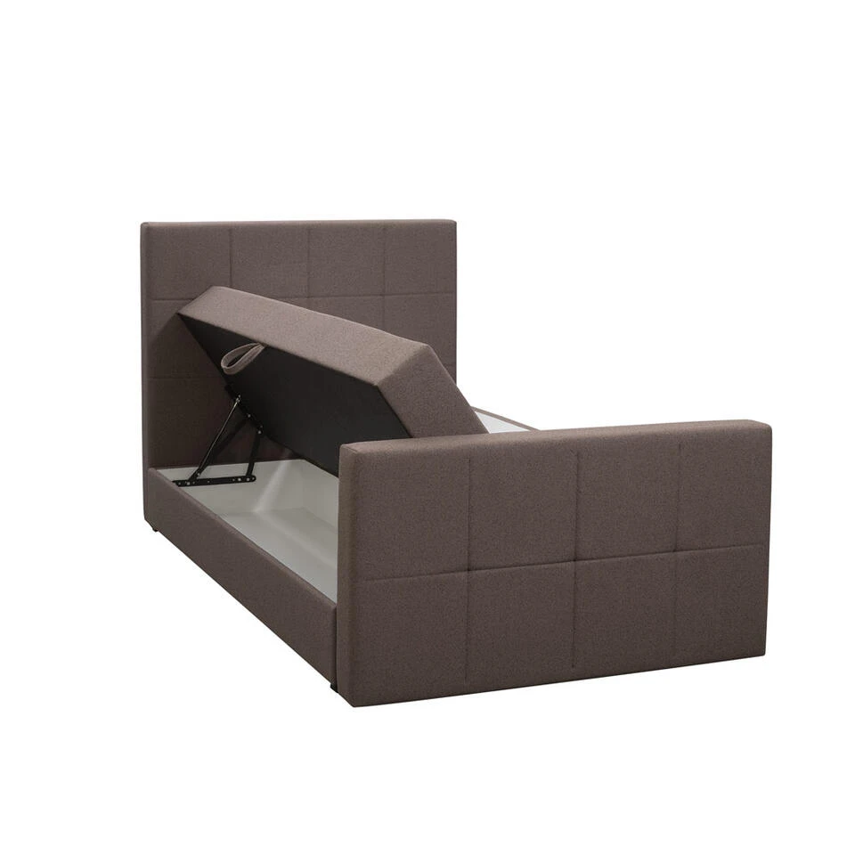 Boxspring Met Opbergruimte En Voetbord Liv Geblokt - Donkerbruin - 120x200cm 7 Boxspring Met Opbergruimte En Voetbord Liv Geblokt - Donkerbruin - 120x200cm - Afbeelding 5