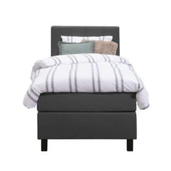 Boxspring Liv Geblokt - Antraciet - 90x200 Cm - Vierkante Poot