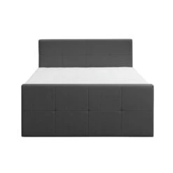 Boxspring Met Voetbord Liv Geblokt - Antraciet - 180x200 Cm - Slanke Poot -Bedden Bij Leen Bakker 12849232 0100