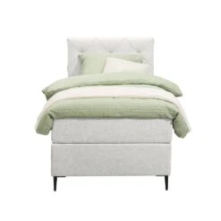 Boxspring Liv Geruit - Ecru - 90x200 Cm - Slanke Poot