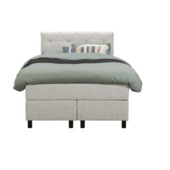 Boxspring Liv Geruit - Ecru - 120x200 Cm - Ronde Poot
