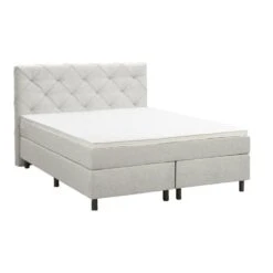 Boxspring Liv Geruit - Ecru - 140x200 Cm - Ronde Poot 8 Boxspring Liv Geruit - Ecru - 140x200 Cm - Ronde Poot -Bedden Bij Leen Bakker 12849252 0300
