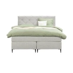 Boxspring Liv Geruit - Ecru - 140x200 Cm - Slanke Poot