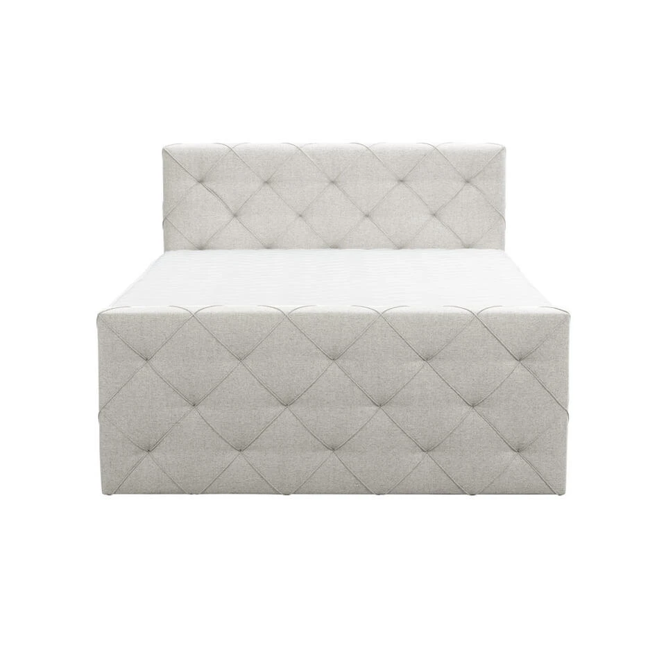 Boxspring Met Voetbord Liv Geruit - Ecru - 140x200 Cm - Slanke Poot 4 Boxspring Met Voetbord Liv Geruit - Ecru - 140x200 Cm - Slanke Poot - Afbeelding 2