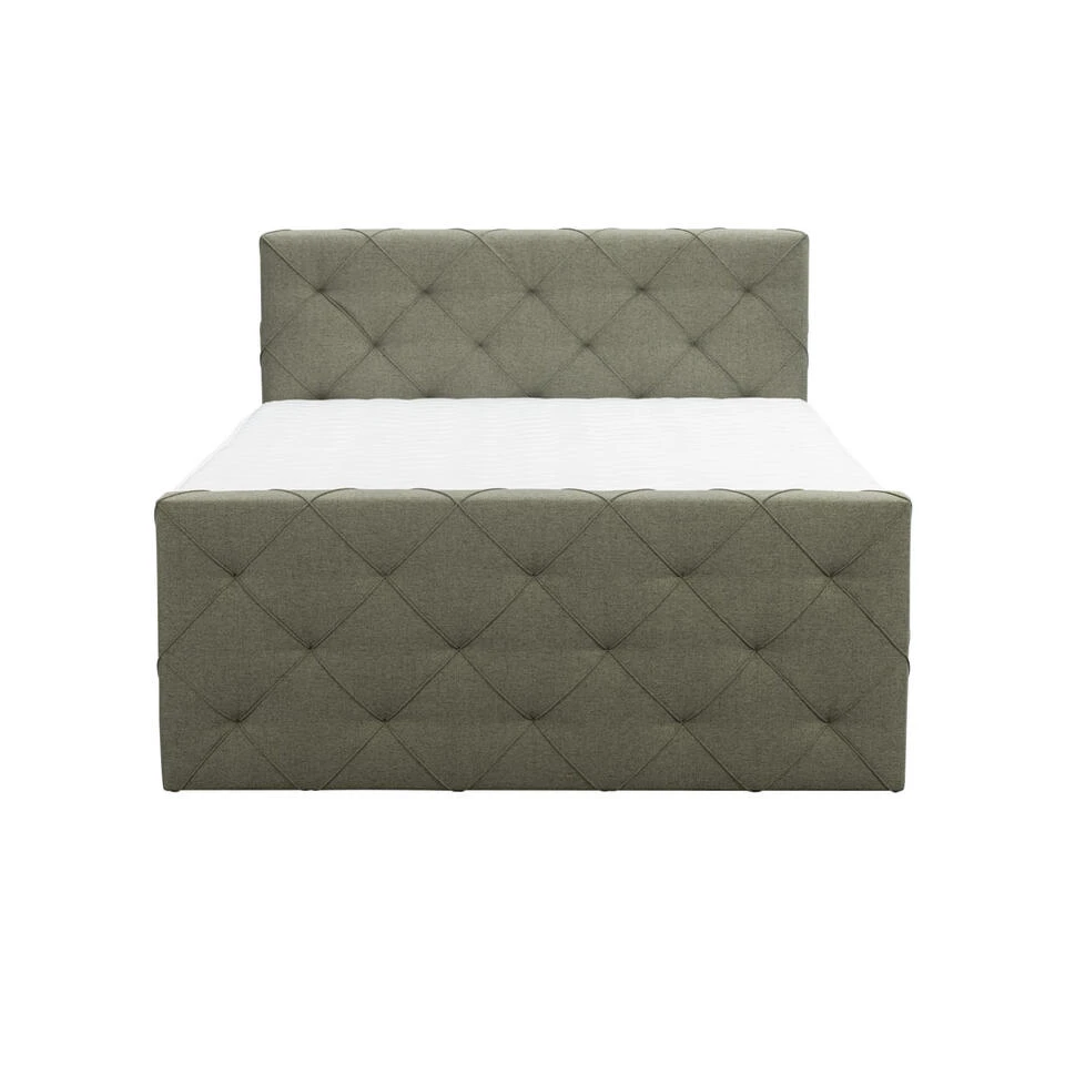 Boxspring Met Voetbord Liv Geruit - Groen - 180x200 Cm - Slanke Poot 4 Boxspring Met Voetbord Liv Geruit - Groen - 180x200 Cm - Slanke Poot - Afbeelding 2