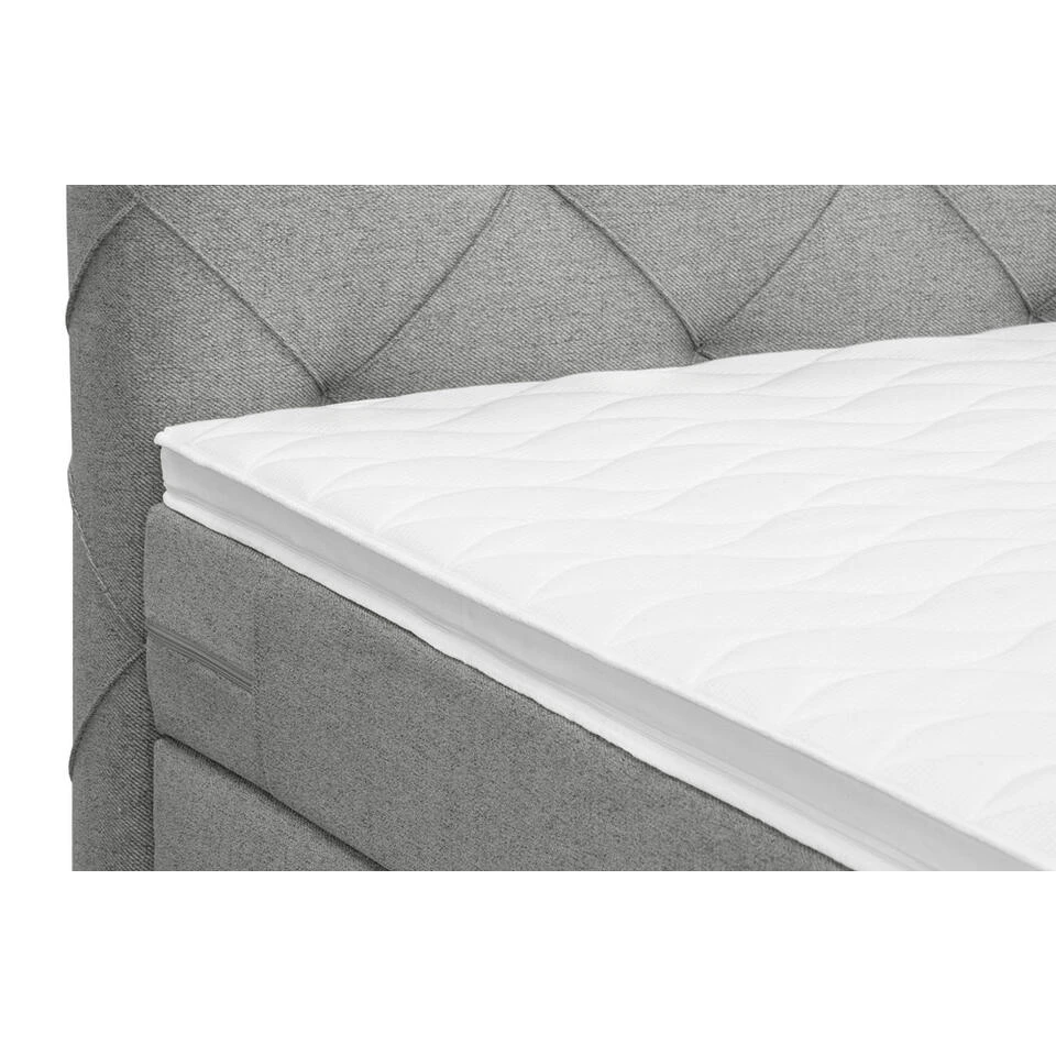 Boxspring Liv Geruit - Lichtgrijs - 140x200 Cm - Slanke Poot 6 Boxspring Liv Geruit - Lichtgrijs - 140x200 Cm - Slanke Poot - Afbeelding 4