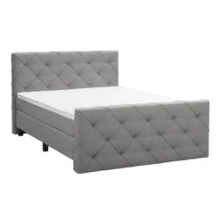 Boxspring Met Voetbord Liv Geruit - Lichtgrijs - 180x200 Cm - Vierkante Poot 9 Boxspring Met Voetbord Liv Geruit - Lichtgrijs - 180x200 Cm - Vierkante Poot -Bedden Bij Leen Bakker 12849351 0300