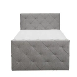 Boxspring Met Opbergruimte En Voetbord Liv Geruit - Lichtgrijs - 120x200cm -Bedden Bij Leen Bakker 12849357 0100