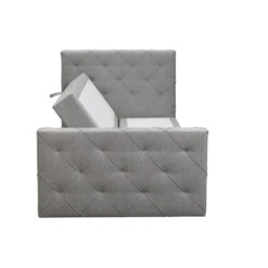 Boxspring Met Opbergruimte En Voetbord Liv Geruit - Lichtgrijs - 120x200cm -Bedden Bij Leen Bakker 12849357 0101