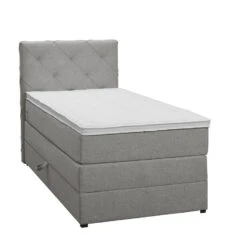 Boxspring Met Opbergruimte Liv Geruit - Lichtgrijs - 90x200 Cm -Bedden Bij Leen Bakker 12849361 0300
