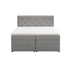 Boxspring Met Opbergruimte Liv Geruit - Lichtgrijs - 160x200 Cm -Bedden Bij Leen Bakker 12849364 0100