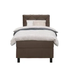 Boxspring Liv Geruit - Bruin - 90x200 Cm - Vierkante Poot