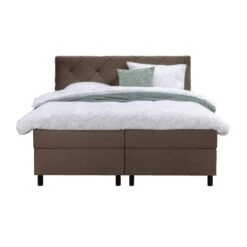 Boxspring Liv Geruit - Bruin - 180x200 Cm - Ronde Poot
