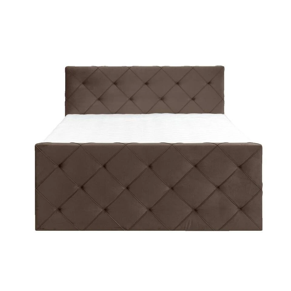 Boxspring Met Opbergruimte En Voetbord Liv Geruit - Bruin - 180x200cm 7 Boxspring Met Opbergruimte En Voetbord Liv Geruit - Bruin - 180x200cm - Afbeelding 5