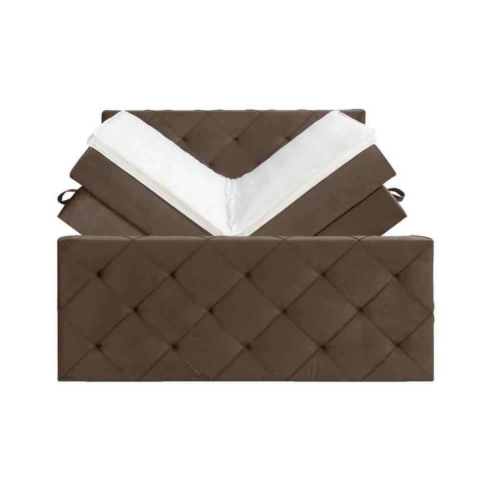 Boxspring Met Opbergruimte En Voetbord Liv Geruit - Bruin - 180x200cm 6 Boxspring Met Opbergruimte En Voetbord Liv Geruit - Bruin - 180x200cm - Afbeelding 4