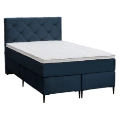 Boxspring Liv Geruit - Blauw - 120x200 Cm - Slanke Poot -Bedden Bij Leen Bakker 12849411 0300