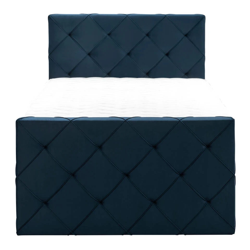 Boxspring Met Voetbord Liv Geruit - Blauw - 120x200 Cm - Vierkante Poot 4 Boxspring Met Voetbord Liv Geruit - Blauw - 120x200 Cm - Vierkante Poot - Afbeelding 2