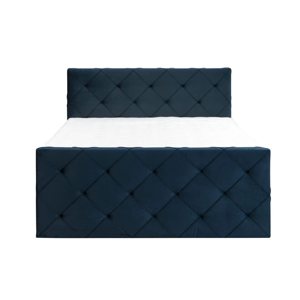 Boxspring Met Voetbord Liv Geruit - Blauw - 180x200 Cm - Ronde Poot 4 Boxspring Met Voetbord Liv Geruit - Blauw - 180x200 Cm - Ronde Poot - Afbeelding 2