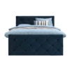 Boxspring Met Voetbord Liv Geruit - Blauw - 180x200 Cm - Ronde Poot