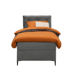 Boxspring Liv Geruit - Grijs - 90x200 Cm - Slanke Poot