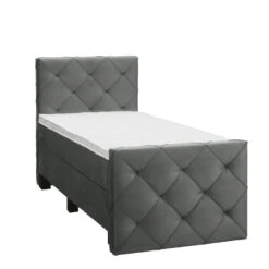 Boxspring Met Voetbord Liv Geruit - Grijs - 90x200 Cm - Vierkante Poot 10 Boxspring Met Voetbord Liv Geruit - Grijs - 90x200 Cm - Vierkante Poot -Bedden Bij Leen Bakker 12849462 0300