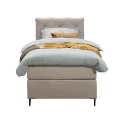 Boxspring Liv Geruit - Beige - 90x200 Cm - Slanke Poot