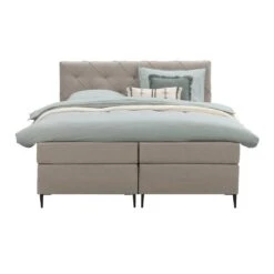 Boxspring Liv Geruit - Beige - 160x200 Cm - Slanke Poot