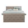 Boxspring Met Voetbord Liv Geruit - Beige - 140x200 Cm - Slanke Poot