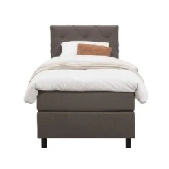 Boxspring Liv Geruit - Donkerbruin - 90x200 Cm - Ronde Poot