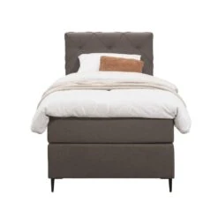 Boxspring Liv Geruit - Donkerbruin - 90x200 Cm - Slanke Poot