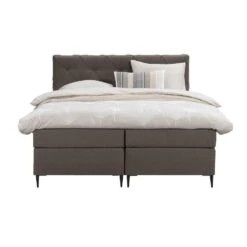 Boxspring Liv Geruit - Donkerbruin - 160x200 Cm - Slanke Poot