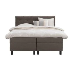 Boxspring Liv Geruit - Donkerbruin - 180x200 Cm - Vierkante Poot