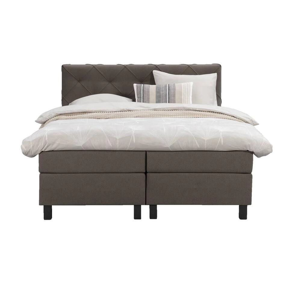 Boxspring Liv Geruit - Donkerbruin - 180x200 Cm - Vierkante Poot 3 Boxspring Liv Geruit - Donkerbruin - 180x200 Cm - Vierkante Poot