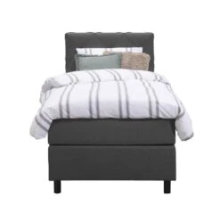Boxspring Liv Geruit - Antraciet - 90x200 Cm - Ronde Poot