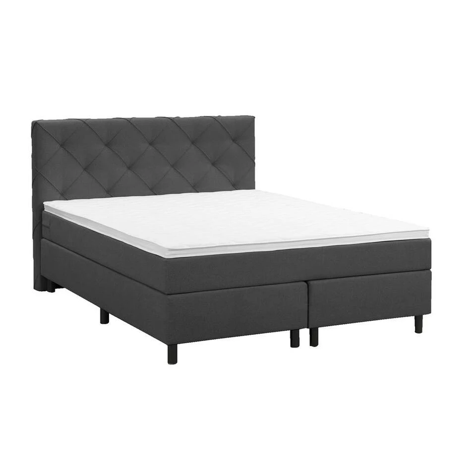 Boxspring Liv Geruit - Antraciet - 140x200 Cm - Ronde Poot 5 Boxspring Liv Geruit - Antraciet - 140x200 Cm - Ronde Poot - Afbeelding 3