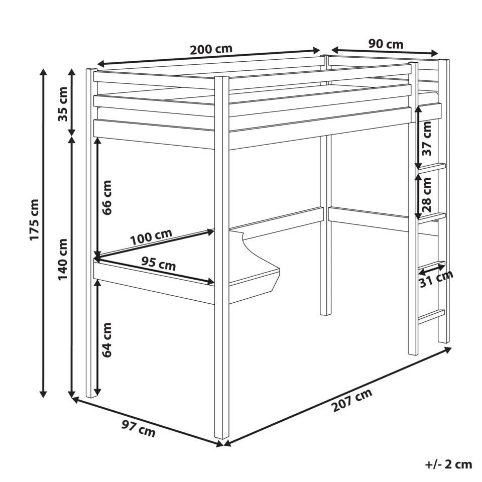 LOURY - Kinderbed - Wit - 90 X 200 Cm - Dennenhout 6 LOURY - Kinderbed - Wit - 90 X 200 Cm - Dennenhout - Afbeelding 4