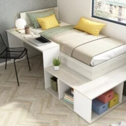 Bed Quinn 90x200 Cm Met Bureau En Opbergruimte - Grenen/ Wit -Bedden Bij Leen Bakker 153b58e5e746416bad3824bce60a89d1