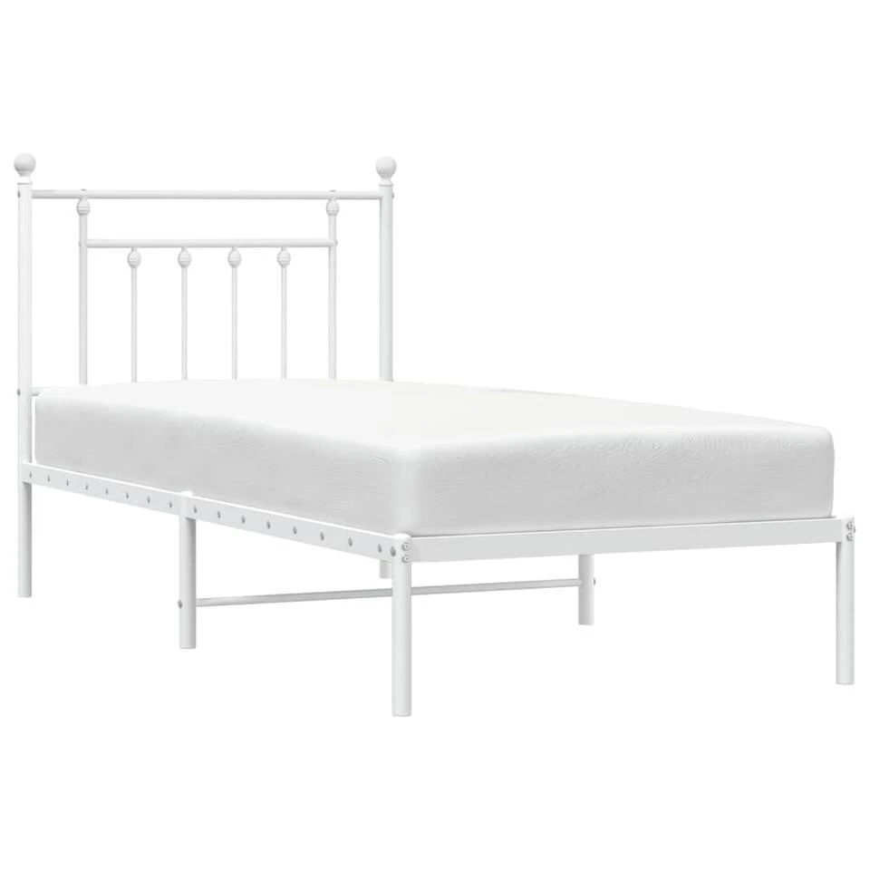 VidaXL - Metalen Bed Met Hoofdbord - Wit - 90x200 Cm 6 VidaXL - Metalen Bed Met Hoofdbord - Wit - 90x200 Cm - Afbeelding 4