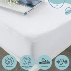 Waterdichte Matrasbeschermer Topper Hoeslaken Badstof-Lits-jumeaux (180x210 Cm) -Bedden Bij Leen Bakker 17f1bd2af08e41089c08c5aa7dd8fbb3