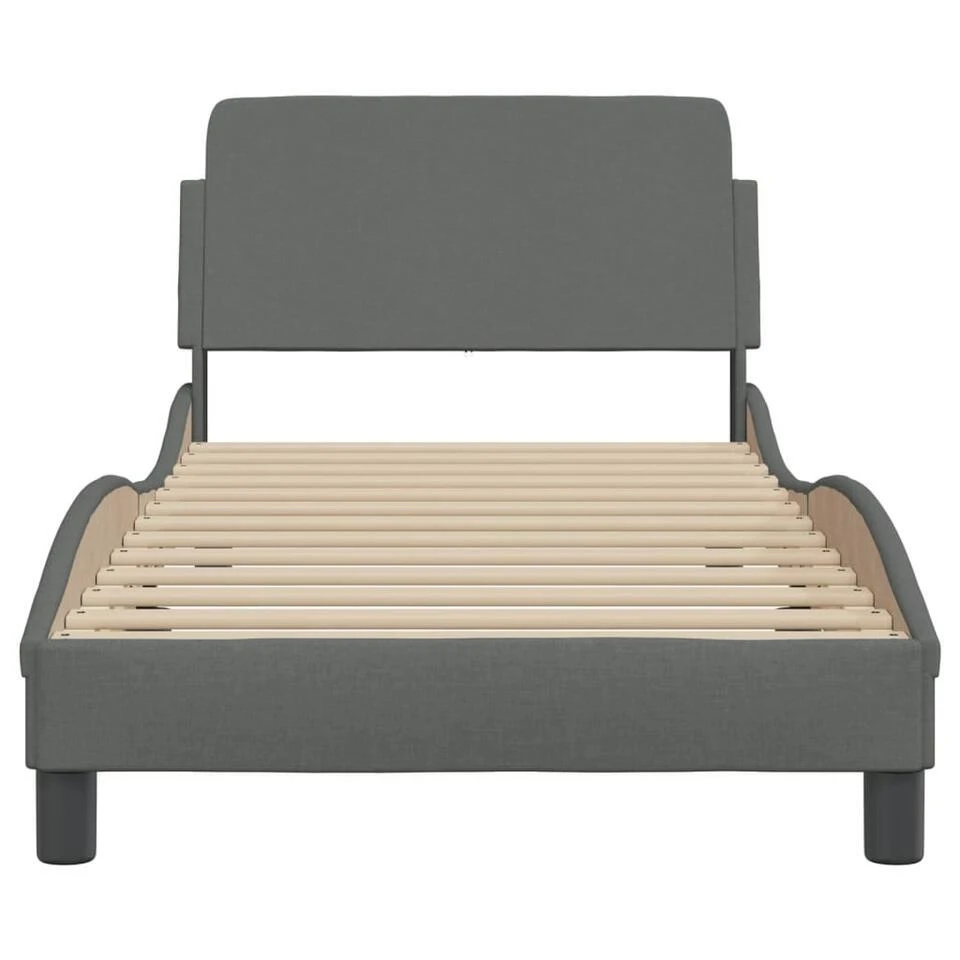 VidaXL - Bed Frame Met Hoofdbord - Donkergrijs - Stof - 80x200 Cm 5 VidaXL - Bed Frame Met Hoofdbord - Donkergrijs - Stof - 80x200 Cm - Afbeelding 3