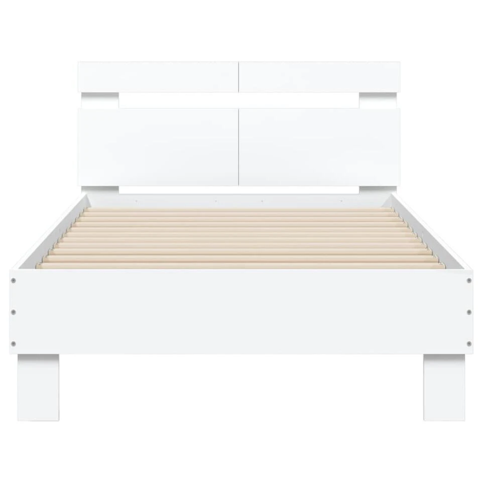 VidaXL - Bed Frame Met Hoofdbord - Wit - Bewerkt Hout - 100x200 Cm 6 VidaXL - Bed Frame Met Hoofdbord - Wit - Bewerkt Hout - 100x200 Cm - Afbeelding 4