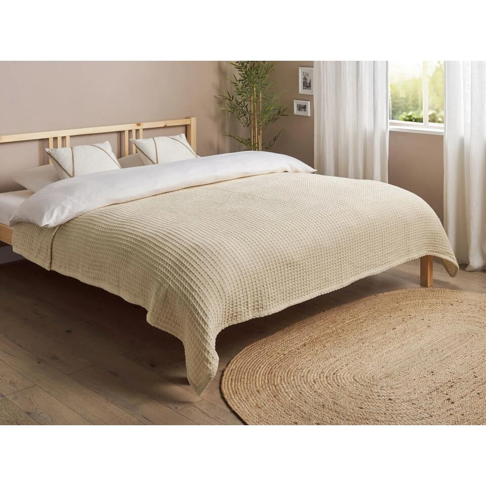 CHAGYL - Bedsprei - Beige - 200 X 220 Cm - Katoen 4 CHAGYL - Bedsprei - Beige - 200 X 220 Cm - Katoen - Afbeelding 2